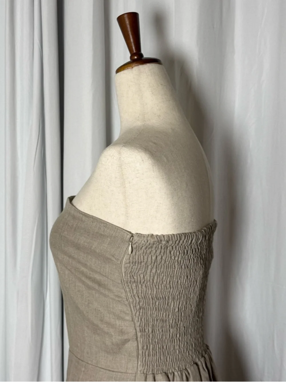 Faithfull The Brand Das Flores Linen Maxi Dress Natural Strapless NWT 10 - Picture 10 of 14